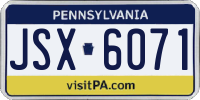 PA license plate JSX6071