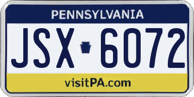 PA license plate JSX6072