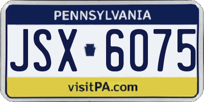 PA license plate JSX6075