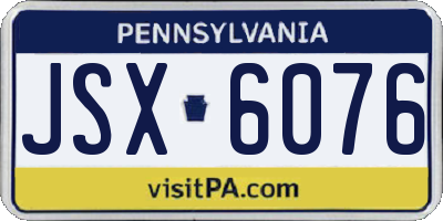 PA license plate JSX6076