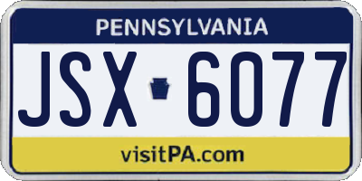 PA license plate JSX6077