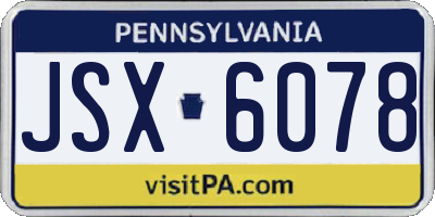 PA license plate JSX6078