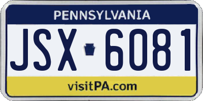 PA license plate JSX6081