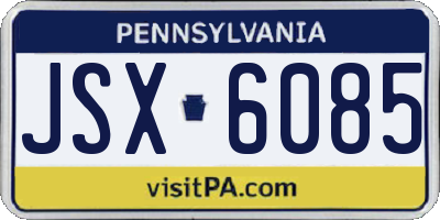 PA license plate JSX6085