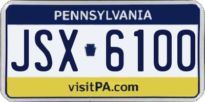 PA license plate JSX6100