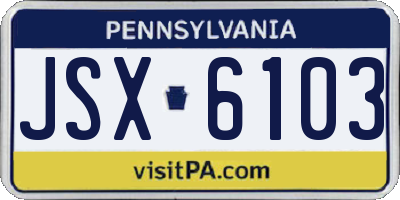 PA license plate JSX6103