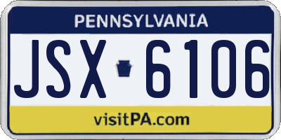 PA license plate JSX6106