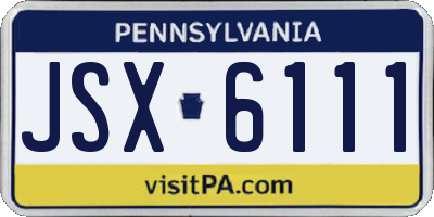 PA license plate JSX6111