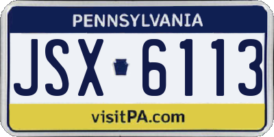 PA license plate JSX6113
