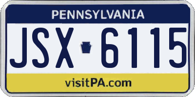 PA license plate JSX6115
