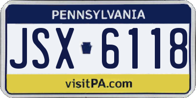 PA license plate JSX6118