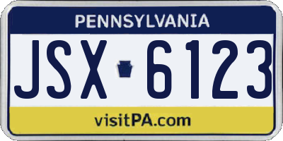 PA license plate JSX6123