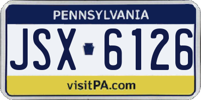 PA license plate JSX6126
