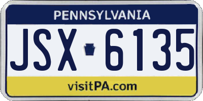 PA license plate JSX6135