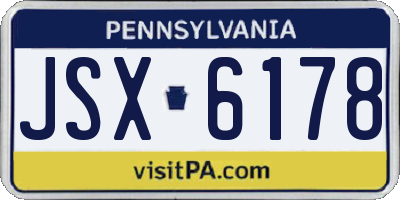 PA license plate JSX6178