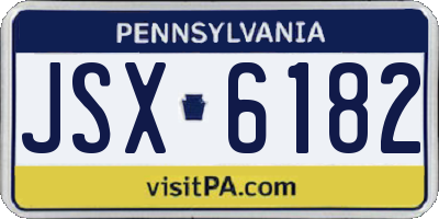 PA license plate JSX6182