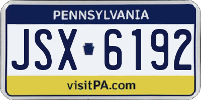 PA license plate JSX6192