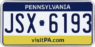 PA license plate JSX6193