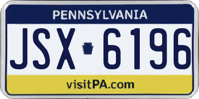 PA license plate JSX6196