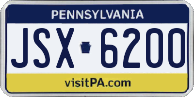 PA license plate JSX6200