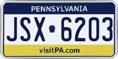 PA license plate JSX6203
