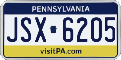 PA license plate JSX6205