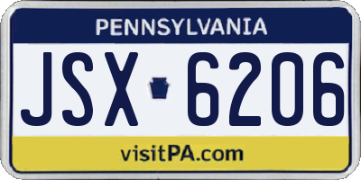 PA license plate JSX6206