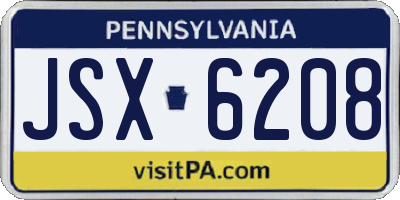 PA license plate JSX6208