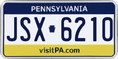 PA license plate JSX6210