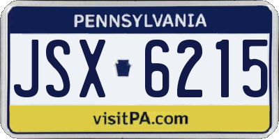 PA license plate JSX6215