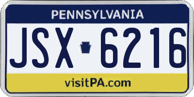 PA license plate JSX6216