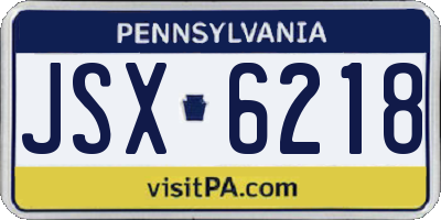 PA license plate JSX6218