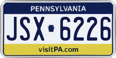 PA license plate JSX6226