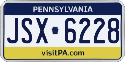 PA license plate JSX6228