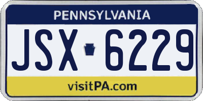 PA license plate JSX6229