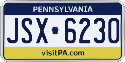 PA license plate JSX6230