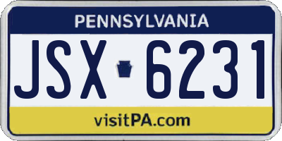 PA license plate JSX6231