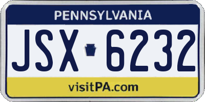 PA license plate JSX6232