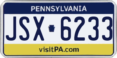 PA license plate JSX6233