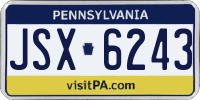 PA license plate JSX6243