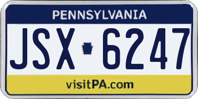 PA license plate JSX6247