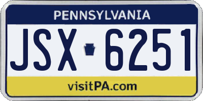 PA license plate JSX6251