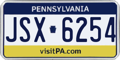 PA license plate JSX6254