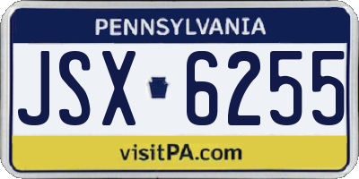 PA license plate JSX6255