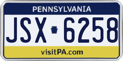 PA license plate JSX6258
