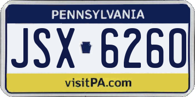 PA license plate JSX6260