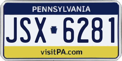 PA license plate JSX6281