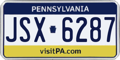 PA license plate JSX6287