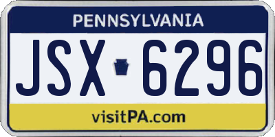 PA license plate JSX6296