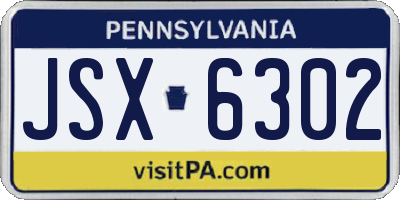 PA license plate JSX6302